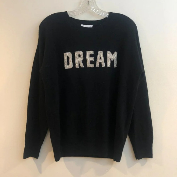 NEW Sandro Paris Dream Pearl Wool Cashmere Blend Tight Knit Black Sweater S NWT - Picture 2 of 8